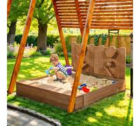 Yaheetech Kids Sandbox With Funnel For Kids Ages 3-8 - Dark Brown