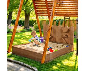 Yaheetech Kids Sandbox With Funnel For Kids Ages 3-8 - Dark Brown