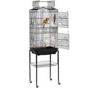 Yaheetech Large Bird Cage Open Play Top Parrot Cage Metal Budgie Cage with Rolling Stand for Medium Canary Cockatiel Cage