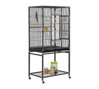 Yaheetech Large Budgie Cage Metal Bird Cage with Stand Rolling Parrot Cage for Cockatiels African Grey Conures Parakeets Lovebird Finch Canary Bird Flight Cage for Small Pet Animal