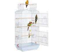 Yaheetech Large Open Play Top Metal Bird Cage for Budgie Parrot Canary Cockatiel 46 x 35.5 x 104.5cm White