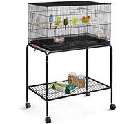Yaheetech Large Wide Bird Cage Budgie Cage with Stand Parrot Cage Black Iron Flight Cage for Small lovebird/Cockatiel/Parakeet/Conure/Finch 119cm High