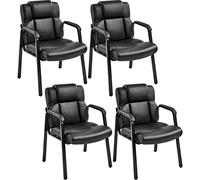 Yaheetech Leather Office Guest Waiting Reception Chairs Set of 4, Black