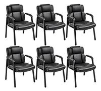 Yaheetech Leather Office Guest Waiting Reception Chairs Set of 6, Black