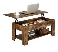 Yaheetech Lift Top Coffee Table With Hidden Compartment And Open Shelf Rustic Brown