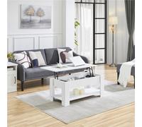 Yaheetech Lift Top Coffee Table With Hidden Compartment And Open Shelf White