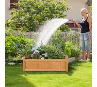 Yaheetech Light Brown Raised Wooden Rectangular Garden Planter For Yard Home Vegetable