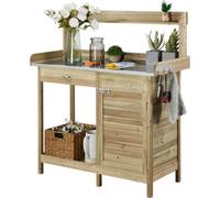 Yaheetech Light Green Outdoor Potting Bench Table With Drawer/open Shelf