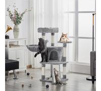 Yaheetech Light Grey 107Cm Cat Tree Cat Climbing Tower With Condo Basket For Small Medium Cats