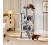 Multilevel Cat Tree with Scratching Posts - Light Grey / 137cm