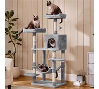 Yaheetech Light Grey 150Cm Multilevel Cat Tower Large Cat Tree With Condo & Plush Perch & Scratching Post