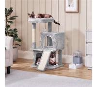 Yaheetech 91cm Cat Tree with Double Condos - Light Grey