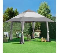 Yaheetech Light Grey/dark Grey Pop-Up Gazebo Tent With Adjustable Height And Sandbags