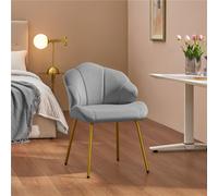 Yaheetech Light Grey Modern Velvet Accent Chair With Golden Metal Legs