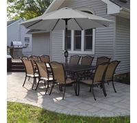 Yaheetech Light Grey Outdoor Garden Table Patio Umbrella With 8 Ribs And Push Button Tilt