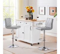 Yaheetech Light Grey Set Of 2 Pu Leather Dining Chairs With Backrest