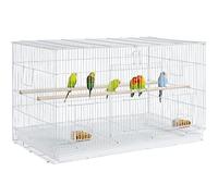 Yaheetech Metal Flight Cage White Parrot Cage for Small Bird Parakeets/Budgies/Conures/Lovebirds Extra Space w/Slide-out Tray & Wood Perches