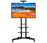Yaheetech Mobile TV Stands with Wheels for 30-60 inch Plasma/LCD/LED Screens, Height Adjustable TV stand with Lockable Wheels & 3-Tier Storage Shelves, Holds 50 KG TV Screen