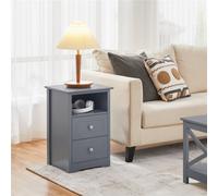 Yaheetech Modern 3 Tier Side Table With 2 Drawers Dark Grey