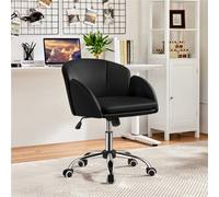 Yaheetech Modern Desk Chair For Home Office Makeup - Black / Faux Leather