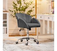 Yaheetech Modern Desk Chair For Home Office Makeup - Dark Grey / Velvet