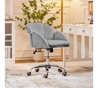 Yaheetech Modern Desk Chair For Home Office Makeup - Light Grey / Velvet