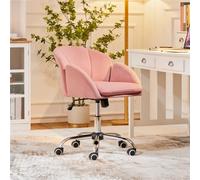 Yaheetech Modern Desk Chair For Home Office Makeup - Pink / Velvet