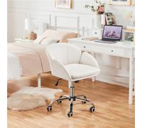 Yaheetech Modern Desk Chair For Home Office Makeup - White / Faux Leather