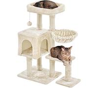 Yaheetech Multi-Level Cat Tree, 96cm Cat Scratching Tower with Large Condo Top Platform Jangling Bell Play House for Cats, Beige