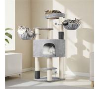 Yaheetech Multilevel Heavy-Duty Cat Tree With Thick Scratching Posts For Large Cats, Light Grey/beige