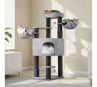 Yaheetech Multilevel Heavy-Duty Cat Tree With Thick Scratching Posts For Large Cats, Light Grey/black