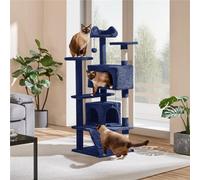 Multilevel Cat Tree with Scratching Posts - Navy Blue / 137cm