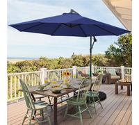 Yaheetech Abician 10 Ft Patio Umbrella Cantilever Umbrella with Crank and Cross Base Navy Blue, Blue