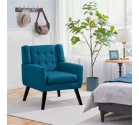 Yaheetech Navy Blue Button Tufted Accent Chair With Solid Wood Legs