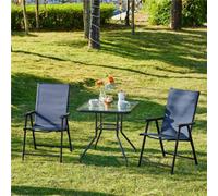 Yaheetech Navy Blue Set Of 2 Outdoor Texteline Folding Dining Chairs With Backrest And Armrests
