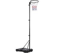 Yaheetech Netball Post Height Adjustable Stand 245.5-305 cm Portable Regulation Hoop Full Size Basketball Net Set for Training Black/Red