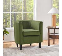 Yaheetech Olive Green Upholstered Velvet Club Chair
