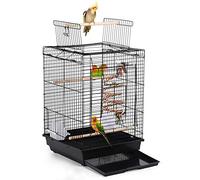 Yaheetech Metal Open Top Bird Cage for Small Parrot Finch Canary Canary Parakeet Cockatiel Travel Cage Black