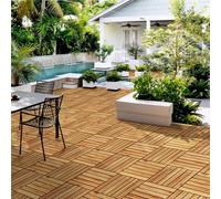 Yaheetech Pack Of 27 Acacia Wood Interlocking Deck Tiles Waterproof Flooring Tiles 30Cm X 30Cm