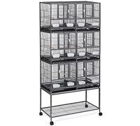 Yaheetech Pack of 3 Stackable Wide Bird Cage Divided Breeder Cage with Rolling Stand for Small Birds Parrots/Lovebirds/Finch Canaries/Parakeets/Cockatiels/Budgies