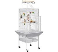 Yaheetech Parrot Cage 65.5 x 65.5 x 156 cm with Play Top White