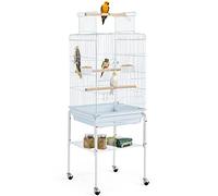 Yaheetech Parrot Cage Bird Cage Open Play Top Budgie Cage with Detachable Stand for Mid-Sized Cockatiel Sun Parakeet Green Ch onure White