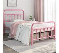 Yaheetech Pink 3Ft Single Vintage Metal Bed Frame With High Headboard And Footboard