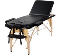 Yaheetech Portable Massage Table Folding Spa Beauty Bed Lightweight Tattoo Therapy Couch Wooden 60 cm Width 3 Section Black