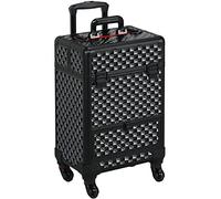 Yaheetech Professional Makeup Case Beauty Trolley Hairdressing Case on Wheels Vanity Case with Drawer Black/Red
