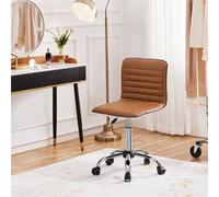 Yaheetech Pu Leather Armless Desk Chair For Home Office - Retro Brown