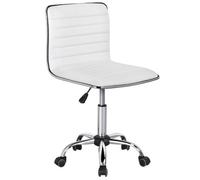 Yaheetech Pu Leather Armless Desk Chair For Home Office - White
