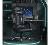 Yaheetech Pu Leather Ergonomic Gaming Chair With Pillow And Padded Armrests -Black