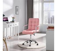 Yaheetech Pu Leather Modern Office Chair With Armrests - Pink
