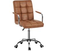 Yaheetech Pu Leather Modern Office Chair With Armrests - Retro Brown